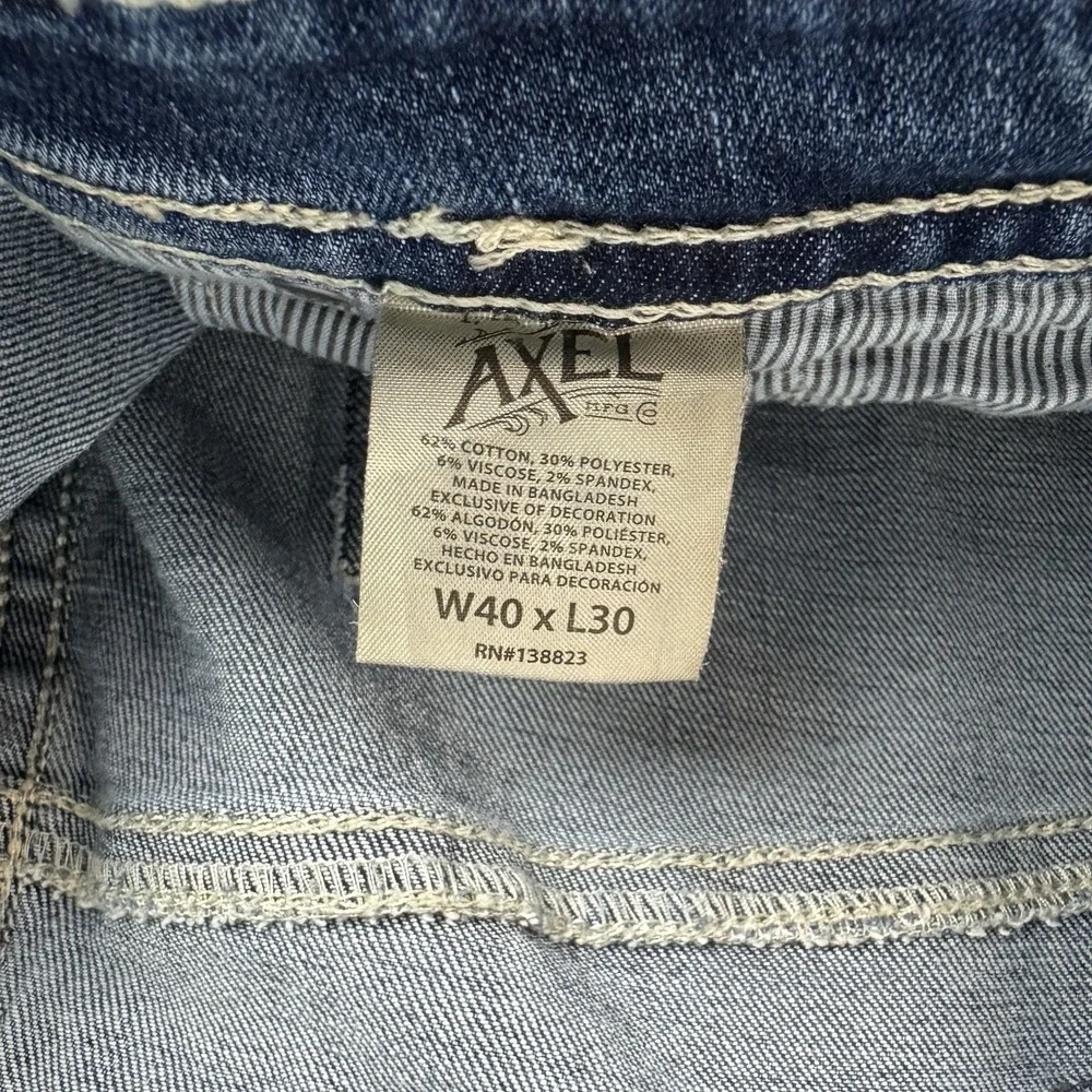 TK Axel Slim Boot Cut Jeans Thick Stitch Medium Blue‎ Jeans Men's Size 40x30